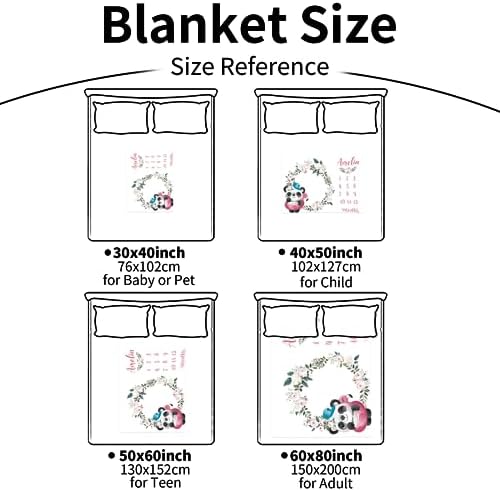 Custom Name Baby Milestone Blanket - Baby Milestone Monthly Blanket with Double Sided for Boy Girl Baby Photography Props - White Panda Print Gifts for Kids Infant - Image 7