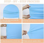 7.2FT 6.6FT 6FT Set of 3 Spandex Fitted Wedding Arch Stand Covers Baby Blue Arch Backdrop Cover Chiara Backdrop Cover Round Top Arch Covers for Bridal Baby Shower Wedding Ceremony Decorations - Image 4