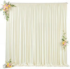 10x10ft Beige Backdrop Curtain for Wedding Parties Wrinkle Free Fabric Beige Drapes Backdrop Decoration for Baby Shower Birthday Photography Decoration 2 Panels, 5ft x 10ft by Gogoparti