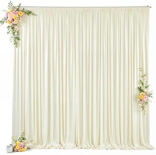 10x10ft Beige Backdrop Curtain for Wedding Parties Wrinkle Free Fabric Beige Drapes Backdrop Decoration for Baby Shower Birthday Photography Decoration 2 Panels, 5ft x 10ft by Gogoparti