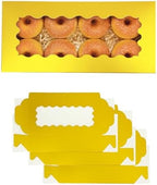 qiqee 50 Packs Gold Cookie Box with Window 12x5.5x2.5 Inch Two Uses Pastry Biscuit Bakery Box For Packaging - Image 2