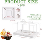 JCD 9 Pcs Cake Cupcake Combo Boxes,1+2 Cupcakes carriers 2 Cupcakes Holes,with 2 Cupcake Holes - Cake and Cupcakes Boxes - Pastry Sweets Bento Box (1+2/9Pcs) - Image 2