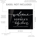 Andaz Press 16"x20" Black Acrylic Personalized Baby Shower Welcome Sign, Gender Neutral Large Custom Sign for Easel Stand, Classic Baby Shower Decorations - Image 5