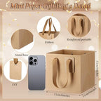 Windyun 50 Pcs Mini Paper Gift Bags with Handle 6 x 6 x 6'' Square Small Favor Bag with DIY Thank You Tag for Christmas Birthday Wedding Bridal Shower Bridesmaid Graduation Party (Kraft) - Image 2