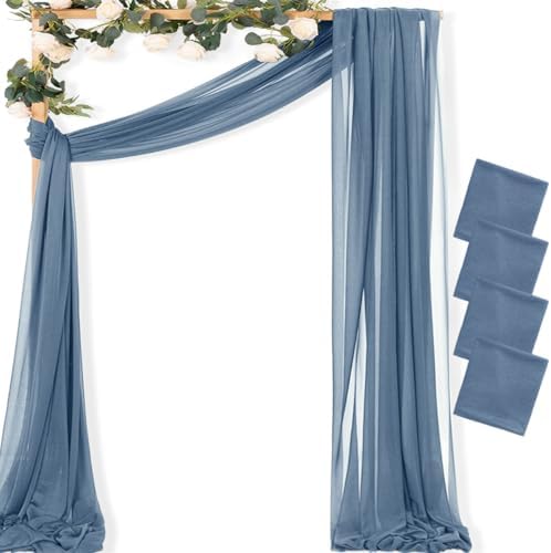 Sheer Gauze Wedding Arch Draping Fabric 29" x 20 FT 4 Panel Dusty Blue by MLMC