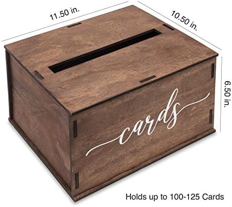 Wooden Wedding Card Box with Slot and Lid | Graduation Card Box for Party 2026 | Grad Gift Money Envelope Holder for Reception, Bridal Shower, Birthday, Retirement | Rustic Keepsake Decorations - Image 3