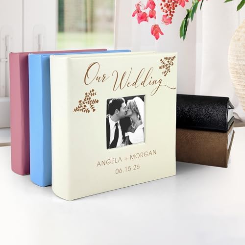 Small Personalized Wedding Photo Album Leatherette Holds 100 Photos Custom Couple Gift - Image 5