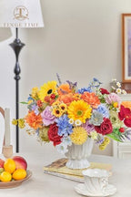 TINGE TIME Rainbow Artificial Flowers Combo, Rose Dahlia Wedding Flowers - Image 2