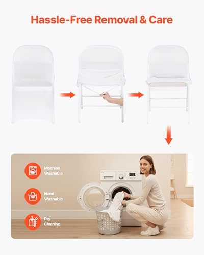 VEVOR Chair Covers, Polyester Spandex Chair Cover, Stretch Slipcovers for Wedding Party Dining Banquet Flat-Front Chair Covers (White-c, 32PCS) - Image 6
