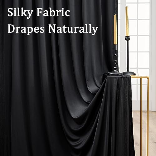 20ft x 8ft Wrinkle Free Black Backdrop Curtains for Parties, 4 Panels Thick Polyester Black Photo Backdrop Drapes for Weddings Birthday Photography Background Curtains - Image 4