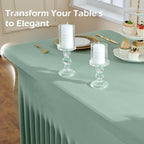 NSSONBEN 2 pk Sage Green Spandex Tablecloth for 8 Foot Rectangle Tables,Wrinkle Free Fitted Spandex Table Covers 8ft Stretch Table Cloths with Ruffle Skirt for Parties Weddings Banquet Baby Shower - Image 5