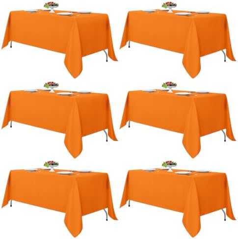 Fitable 6 Pack Orange Tablecloths 70x108 Inch for 6 Foot Rectangle Tables by Fitable