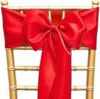 Pack of 50 Satin Red Chair Bows Sashes for Weddings & Events Elegant Chair Ribbons Ceremony Party Banquet Restaurant Event Decorations by ZSJFMF