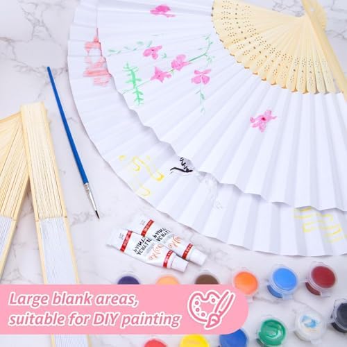 50 Pcs White Paper Fans Paper Hand Fan- Handheld Paper Folded Fan for Wedding Party and Home Decoration - Image 4
