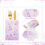Butterfly Floral Linen Feel Pocket Napkins for Wedding Birthday Party Decor - Image 7