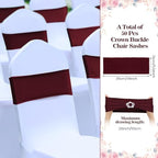 VitalCozy 50 Pcs Stretch Chair Sashes with Crown, Burgundy - Image 2