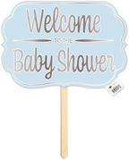 Beistle Foil “Welcome to the Baby Shower” Yard Signs – 2-Pack Double-Sided Blue Cardstock Lawn Displays with Silver Foil on Wooden Stakes, Outdoor Baby Boy Greeting Decor, 10" x 14½" - Image 5