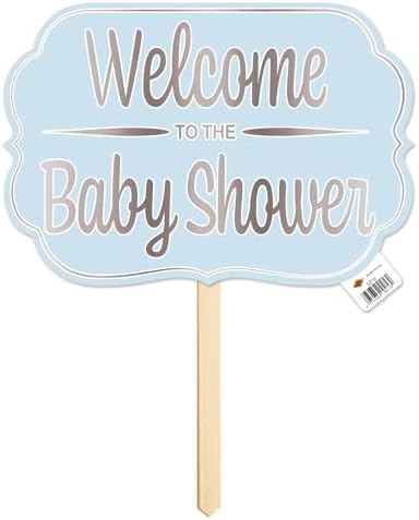 Beistle Foil “Welcome to the Baby Shower” Yard Signs – 2-Pack Double-Sided Blue Cardstock Lawn Displays with Silver Foil on Wooden Stakes, Outdoor Baby Boy Greeting Decor, 10" x 14½" - Image 5