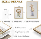 PORENY Baby Animal Nursery Wall Art Set of 3, Elephant Lion Giraffe Canvas Prints, Cute Safari Animals Wall Decor, Woodland Nursery Artwork for Bedroom Kids Room Playroom Wood Framed 16x24 Inch - Image 7