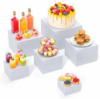 6 Pcs White Buffet Risers, Food Risers Display Stands for Buffet Table Party Catering Dessert Jewelry Collectibles,Cube Nesting Boxes with Hollow Bottoms 6 Sizes (10" 9" 8" 7" 6" 5") by URLINE