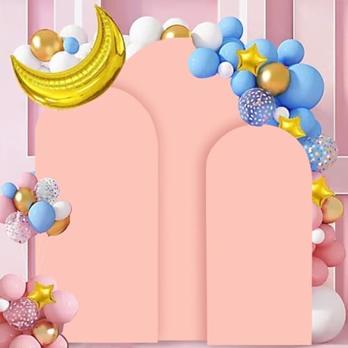 FANPROMS Wedding Arch Cover Dusty Rose 5FT 6FT 7FT Arch Backdrop Cover Set of 3 Spandex Arch Stand Cover Round Top Arch Backdrop Covers Chiara Arched Cover for Bridal Shower Banquet Party Decorations - Image 5