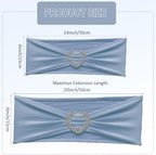 Dusty Blue Chair Sashes 60 Pack Spandex Blue Chair Sashes Bows with Heart Buckle Slider for Wedding Banquet Party Decorations - Image 2