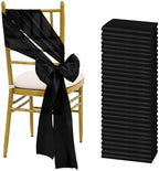 fani Black Satin Chair Straps Bows,60 PCS 7x108 Inch,Chair Sash by fani