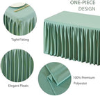 1 Pack Sage Green Rectangle Table Clothes for 6 Foot Tables, Polyester Wrinkle Free Fitted Tablecloths 6ft Stretch Table Cover with Skirt for Wedding Birthday Parties Trade Show Craft Show - Image 2