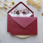 50PCS A7 Burgundy Envelopes, 5.3×7.6" Floral Liner Envelopes - Image 2