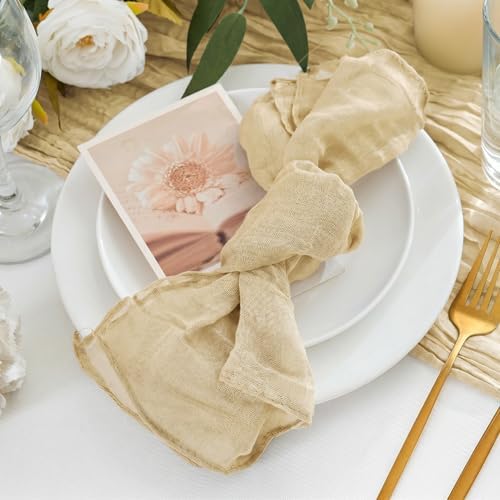 50 Pack Cheesecloth Napkins 20"x20" Beige Gauze Boho Bulk Napkins - Image 7