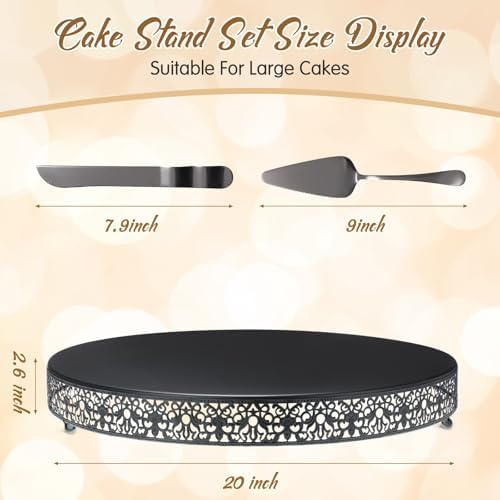 Wenqik 20 Inch Black Halloween Cake Stand with Cutter Spatula,Classic - Image 2