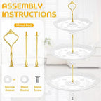 Tatuo 2 Pcs 3 Tier Porcelain Cupcake Stand, Holder Tower, Lace Round Shape - Image 6