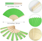 50 Pieces Paper Fans Paper Hand Fan Bamboo Folding Fan Handheld Fan Paper Folded Fan Paper Fan for Wedding Party and Home Decoration (Green) - Image 2