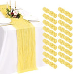 18 Pack Cheesecloth Table Runner 10FT Light Yellow Table Runner Boho Gauze Cheese Cloth Table Runners Long Rustic Sheer Table Decorations for Wedding Party Baby Bridal Shower Birthday Holiday Home by Showgeous
