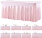 8 Pack Pink Table Cloth for 6 Foot Rectangle Tables Spandex Fitted Tablecloth 6ft Stretch Table Covers Skirt Pink Banquet Tablecloths Wrinkle Free Tablecloth for Party Wedding Birthday Event by Tao-GePartyDecorations