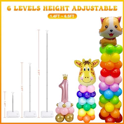 IDAODAN 2 Set Balloon Column Kit and Balloon Pump Electric, Balloon Column Stand with Balloon Pump, 65 inch Height Balloon Tower Stand for Wedding Baby Shower Birthday Party Event Decorations - Image 2