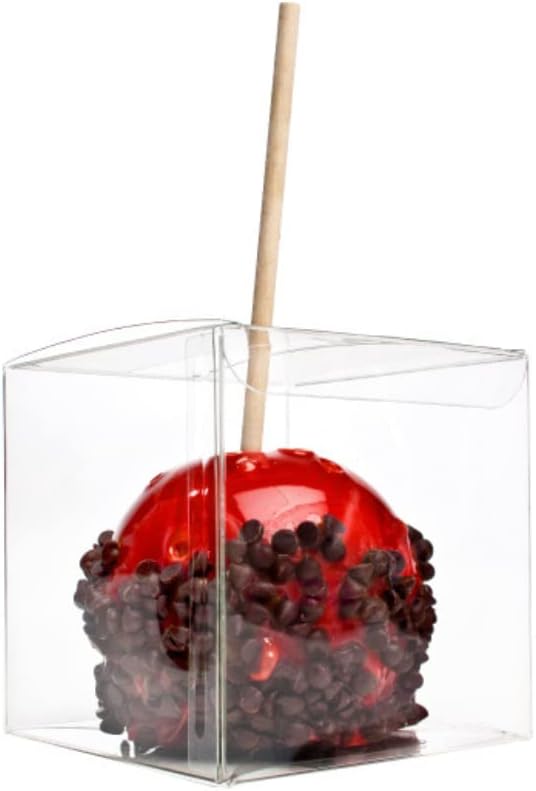 4x4x4 Caramel Apple Boxes With Hole for Sticks, 25 Pack, Clear Gift Box For Candy, Cupcakes, Macarons, Cookies, Party Favors, Bakery, Wedding, Baby Shower, Ornaments, Food Safe Crystal Clear Display - Image 3