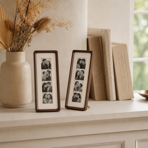 Photo Booth Frame Photo Strip Frame, 2 Pack Wooden Vertical Frames 11.81×3.94 Inches with Kickstand for Wedding Anniversary Couple Birthday Graduation Tabletop Display Gift - Image 6