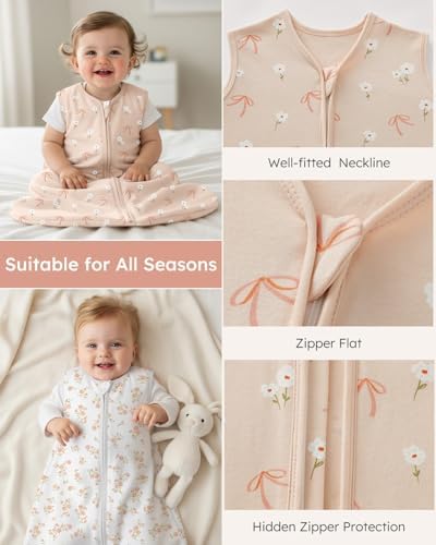 Yoofoss Baby Sleep Sack 12-18 Month 0.5TOG 100% Organic Cotton 2-Way Zipper - Image 4