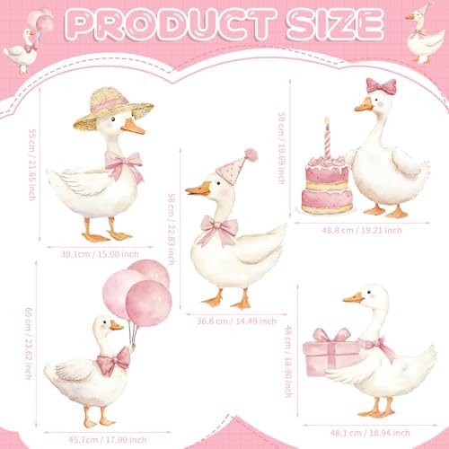 5Pcs Silly Goose Baby Shower Decorations, Pink Large Goose Cardboard Cutout Standup, Geese Birthday Party Sign for Photo Booth Props Backdrop Garden Entrance Decor Cartoon Party Supplies - Image 5