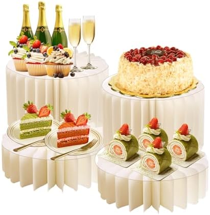 4 Pcs Buffet Risers - Foldable Paper Risers Display Stands, White by Unknown