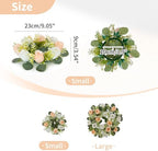 NUPTIO Small Flower Rings for Centerpieces: 9.05 Inch Champagne & White Candle Wreath 10 Pcs for Wedding Party Christmas Table Decorations - Spring Summer Front Door Porch Decor - Image 4