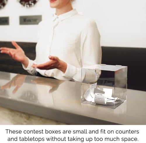 8 Inch Locking Ballot Box Clear Acrylic Square Cube Top Locking See Through Countertop Contests Entry or Donation Collection Bin by Marketing Holders - Image 2