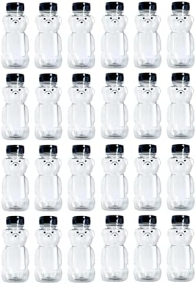 24 Pack - 8 Ounce Plastic Honey Bears w/Black Lids by CLEARVIEWCONTAINERS