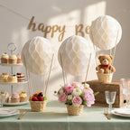 Wettarn 24 Pack Hot Air Balloon Baby Shower Table Centerpieces Party Decorations DIY Paper Lanterns Woven Baskets with Sticks for Gender Reveal Party Favor Birthday Wedding(White) - Image 4