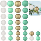 6" 8" 10" 12" Sizes Assorted, Indoor Outdoor Hanging Round Lanterns, 32 Pcs Paper Lanterns, Foldable Lanterns for Birthday Wedding Baby Shower Festival Christmas Party Decoration by Chewtoyo