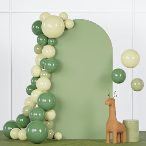 FANPROMS Spandex Arch Cover Sage Green 4.6x8FT Wedding Arch Cover Round Top Chiara Backdrop Cover Party Arch Stretch Cover Arched Backdrop Stand Cover for Reception Wedding Shower Event Decorations by FANPROMS