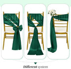 YMHPRIDE 60 PCS Emerald Green Satin Chair Sashes,7x108 Inch Ties Chair Bows - Image 5