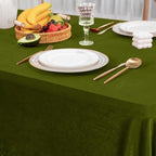 Olive Green Velvet Ruffle Tablecloth, 60 x 84 Inch Rectangular - Image 3