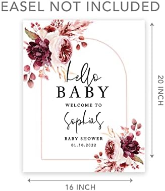 Andaz Press Custom Large Baby Shower Welcome Sign, 16" x 20", Boho Arch Florals Personalized Canvas Welcome Sign, Signage Gender-Neutral Canvas Sign for Baby Sprinkle, Fall Baby Shower Decorations - Image 5